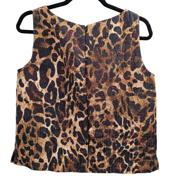 Lafayette 148 New York Top Leopard Animal Print Sleeveless Shell Tank - Picture 3 of 9